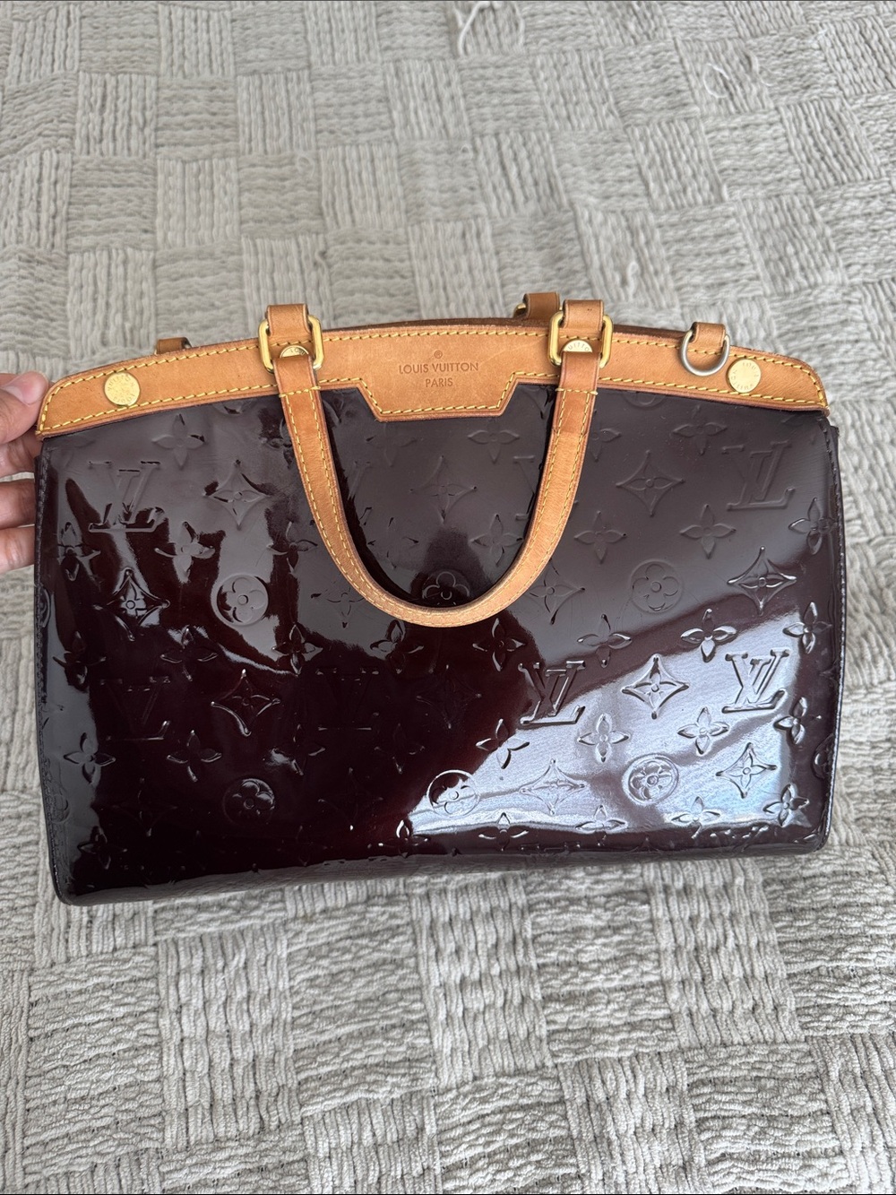 Louis Vuitton Vernis Satchel in Deep chocolate with Vachetta Trim